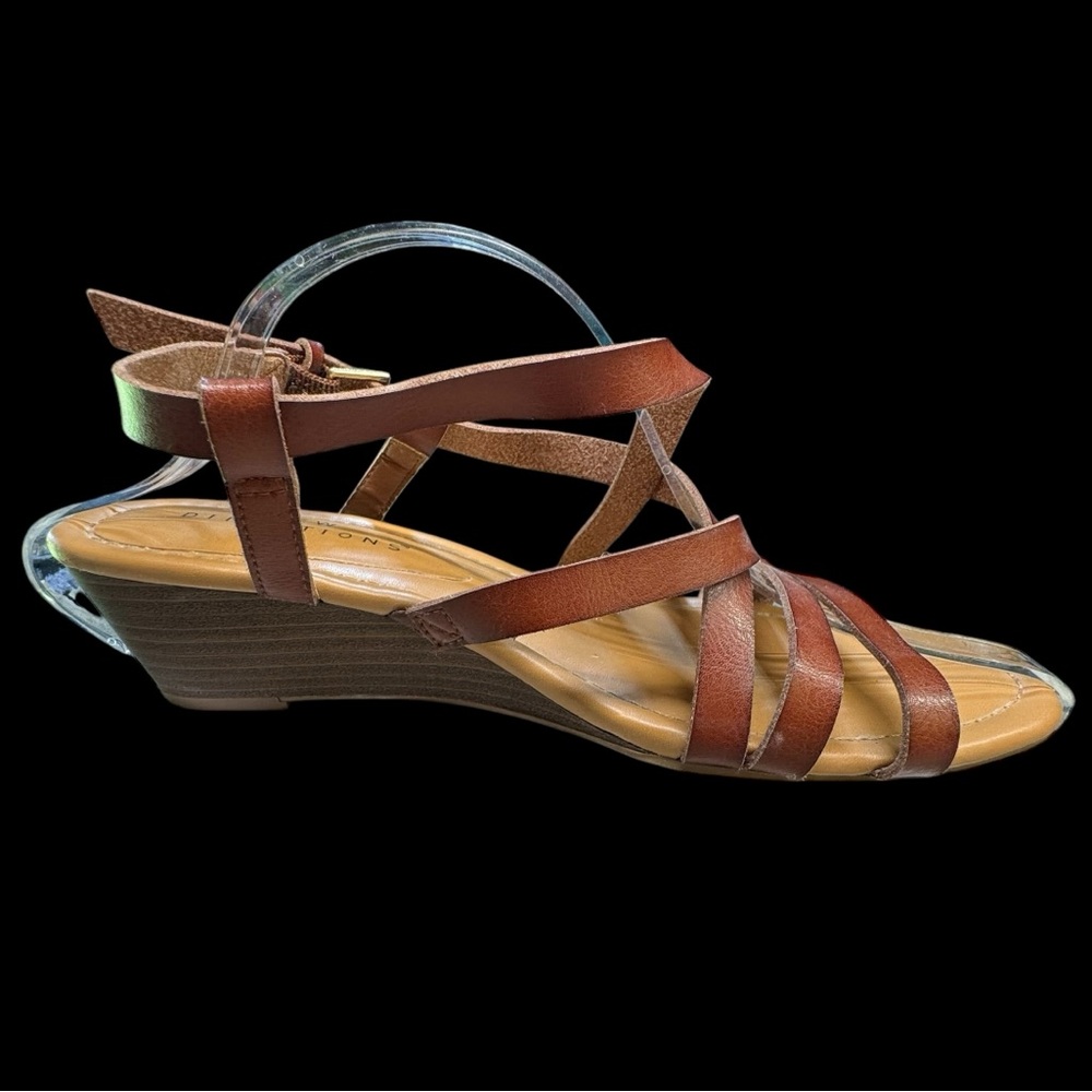 New Directions‎ Scarlet sz8.5 Brown leather Strappy Sandals w/ heel